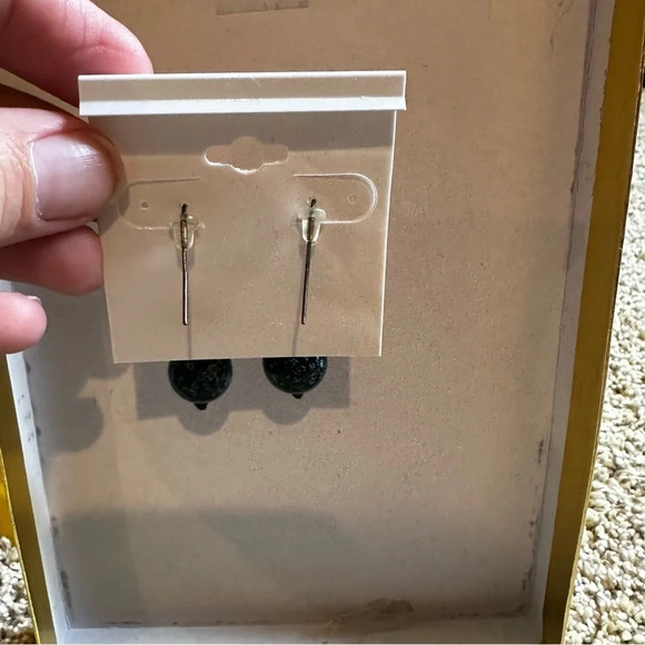 Brown and Teal Marbled Ball Dangle Earrings NWT - Picture 4 of 5